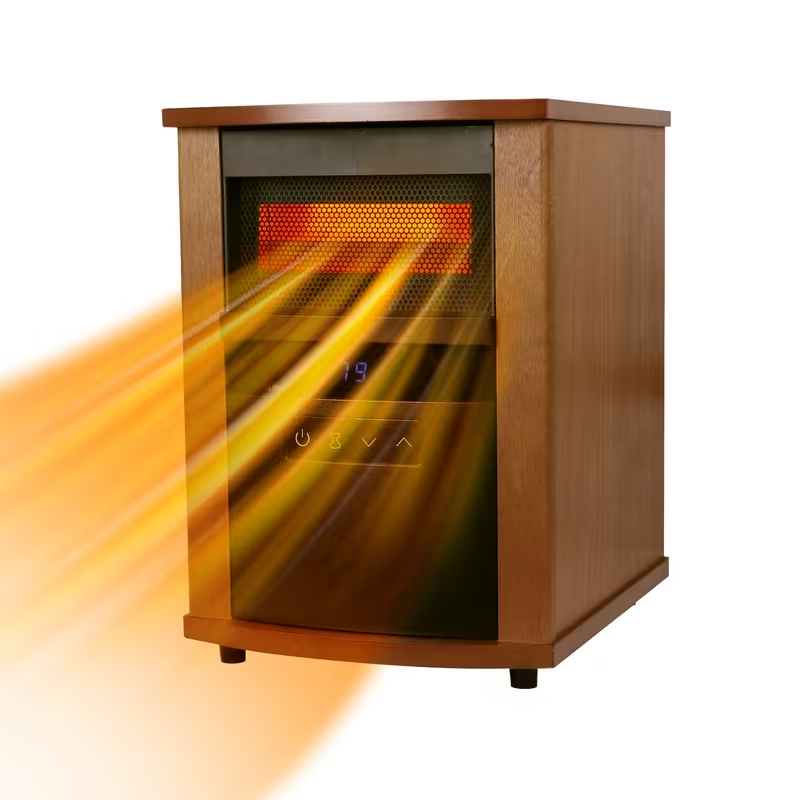 1500W Infrared Electric Space Heater with Thermostat, Remote Control, 9-Hour Timer, Overheat & Tip-Over Protection – Portable Indoor Heater for Bedroom, Office