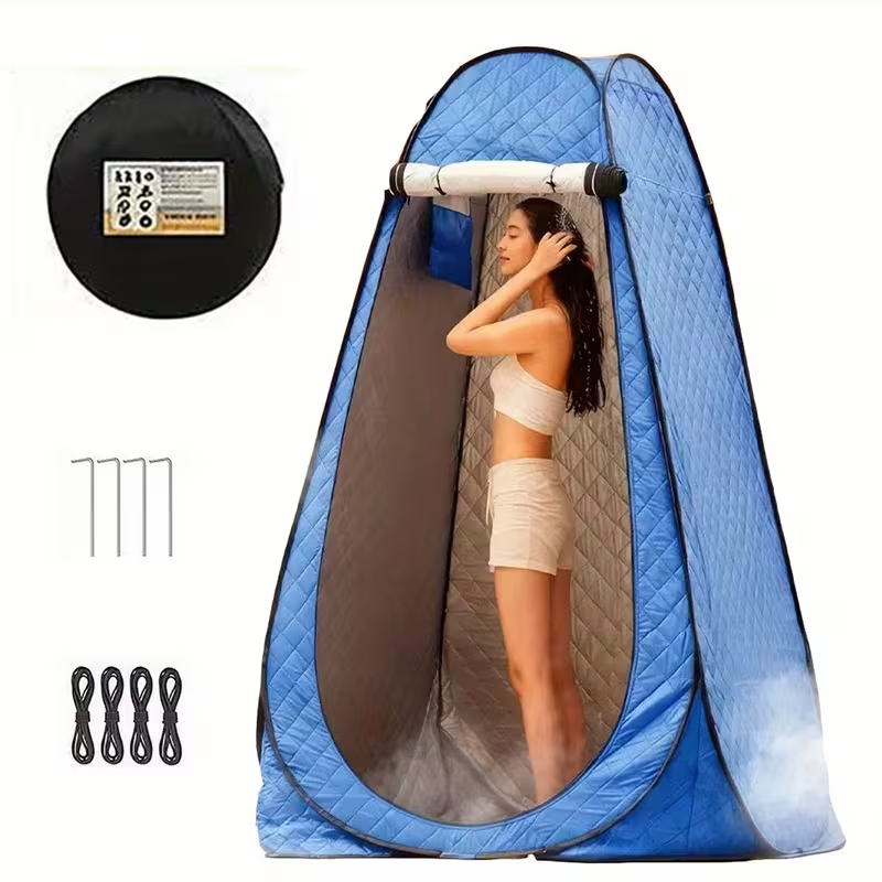 1-Person Ice Fishing Tent, Portable Winter Dome Shelter for Ice Anglers, Thick Polyester Cold-Weather Cabin for Lake and Reservoir Fishing, Blue/Black Outdoor Tent