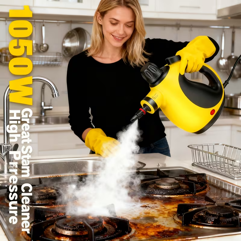 Portable Handheld Steam Cleaner with 12 Accessories – 12.8oz Tank, Rapid Heat-Up, High-Pressure Chemical-Free Cleaning – Ideal for Home, Car, Bathroom & Kitchen