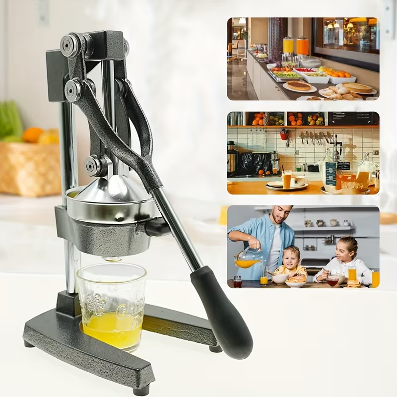 Heavy-Duty Manual Citrus Juicer – Cast Iron Orange & Lemon Squeezer | Commercial Hand Press Extractor for Oranges, Lemons, Limes & Pomegranates | Easy-Clean Stainless Strainer