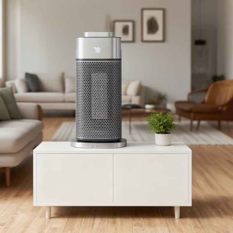 1500W 3D Flame Electric Space Heater with Built-In Humidifier, 16" Tower Heater with Thermostat, Remote Control, Oscillation & Quiet Heating, Fireplace Flame Effect, Tip-Over Protection, Heats Rooms up to 250 Sq.Ft, 120V