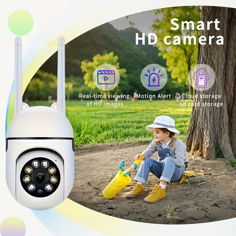 4PCS 1080P 5G Wireless WiFi Security Camera – Color Night Vision, Two-Way Audio, 360° Pan/Tilt/Zoom PTZ, AI Motion Tracking, Spotlight and Alarm, Cloud and SD Storage for Home Property Protection