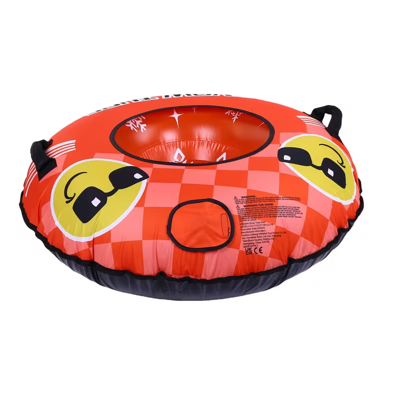 Heavy-Duty Inflatable Snow Tube for Adults & Teens – Fast-Speed Ski Ring with Tow Rope & Reinforced Handles, Durable PVC Winter Sled (Bright Orange)