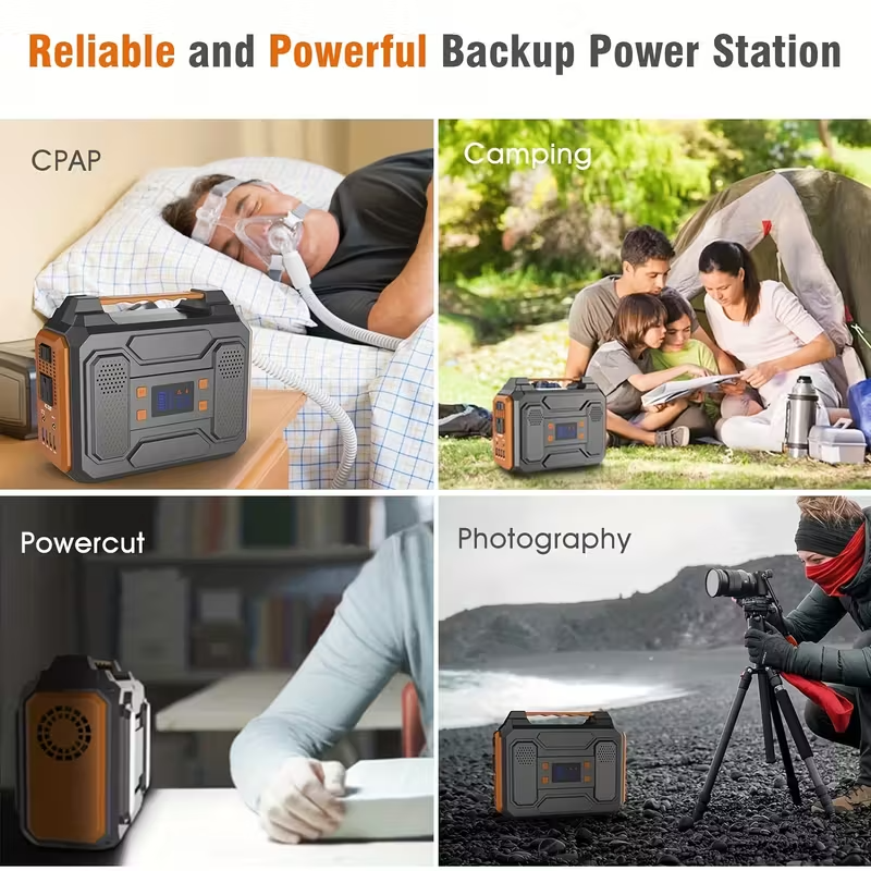 Portable Power Station 300W/100W Solar Generator, 296Wh/256Wh/146Wh Lithium Battery Backup with 110V AC Outlet, USB and DC Ports, LED Flashlight, Cooling Vents, for Camping, RV Travel, Outdoor Events, and Emergency Home Power