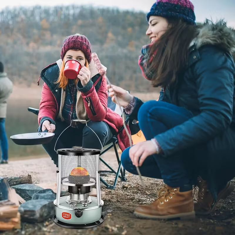 Portable 2600W Kerosene Heater and Stove, Non-Electric Indoor/Outdoor Oil Heater with Adjustable Flame, 1.19 Gallon Fuel Tank, Safety Mesh Guard and Stable Base for Camping, Garage and Emergency Use (Black)