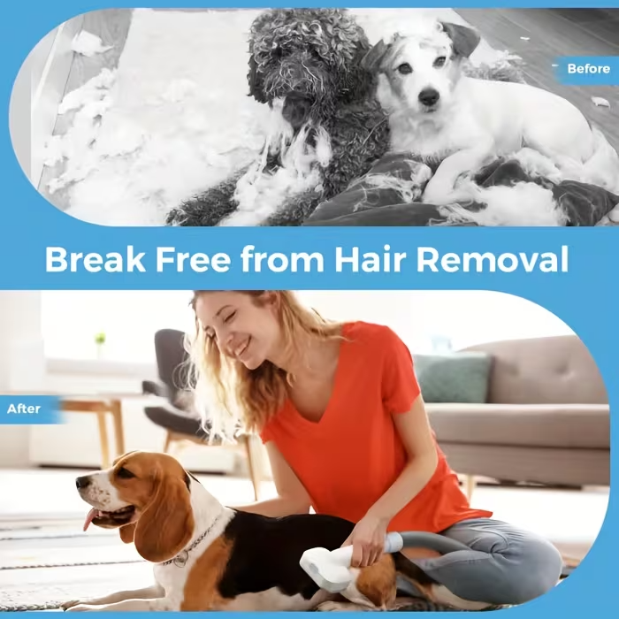 300W Dog Grooming Vacuum, 5-in-1 Pet Grooming Kit with Strong Suction, Large-Capacity 1.2L Dog Vacuum for Shedding, Quiet Operation, Cordless Grooming System with Pet Clipper & Nail Grinder for Home Cleaning