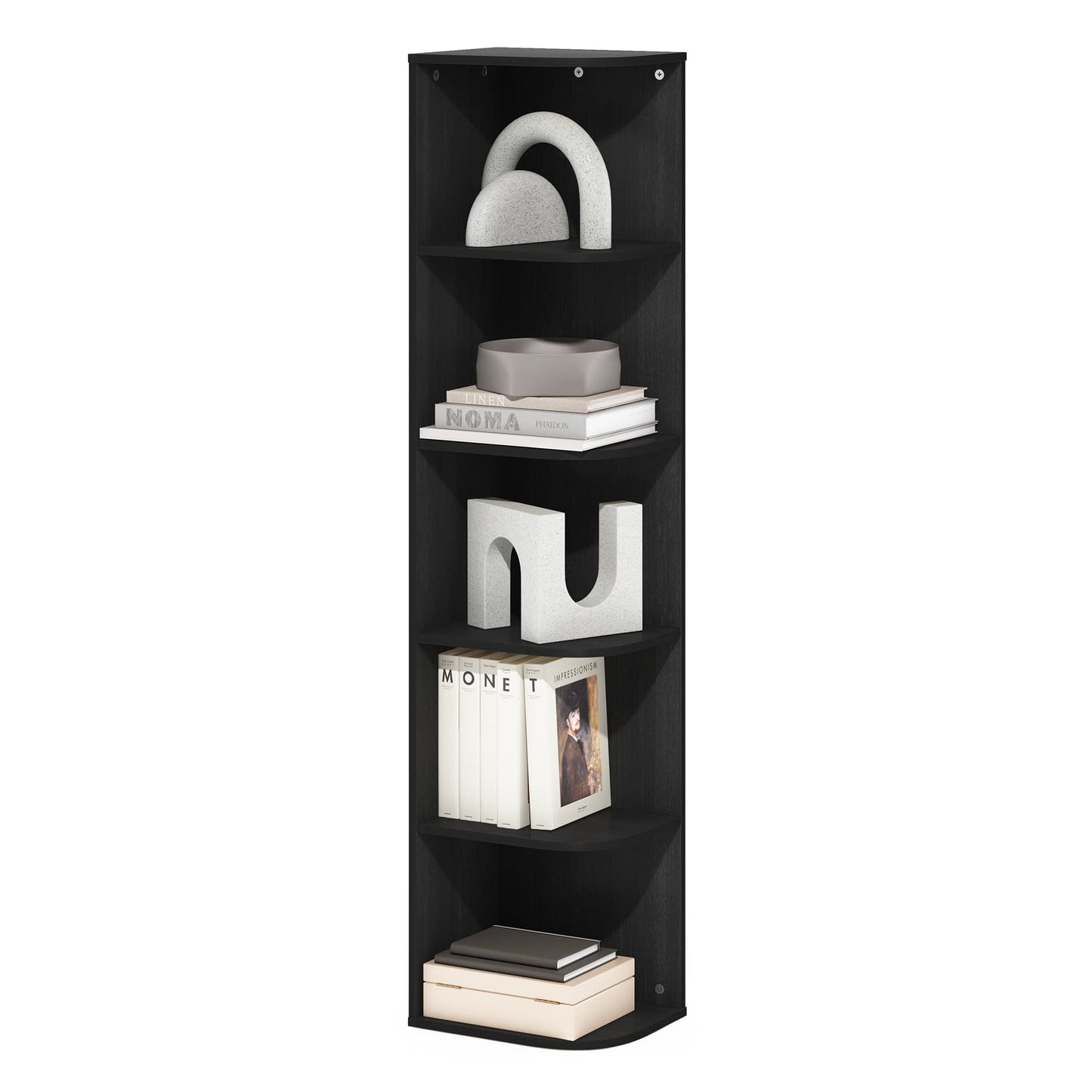 5-Cube Bookshelf, Reversible Bookcase – White Finish Dimensions: 9.4" D x 19.5" W x 31.5" H