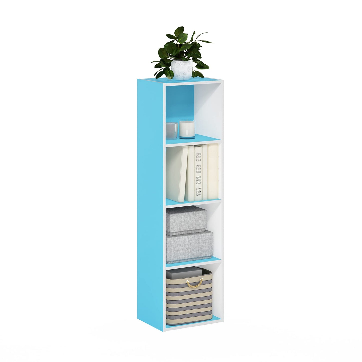 5-Cube Bookshelf, Reversible Bookcase – White Finish Dimensions: 9.4" D x 19.5" W x 31.5" H