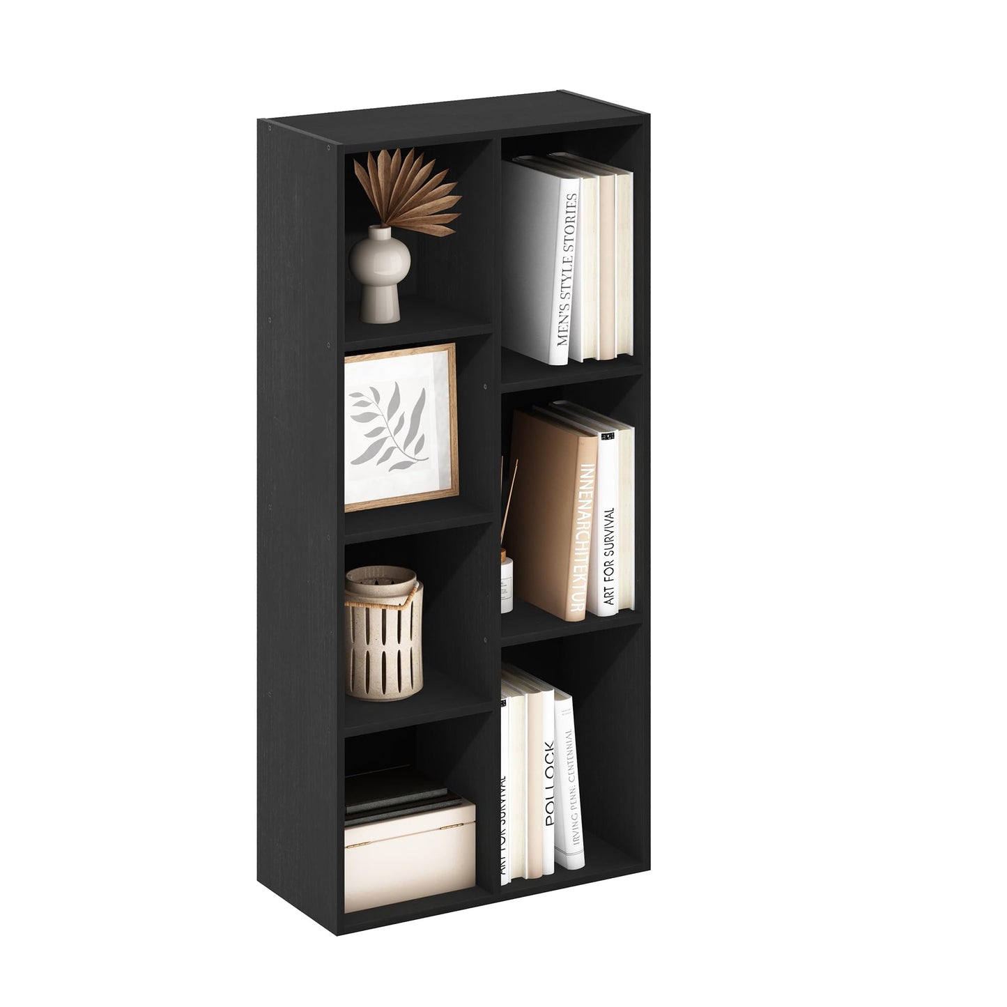 5-Cube Bookshelf, Reversible Bookcase – White Finish Dimensions: 9.4" D x 19.5" W x 31.5" H