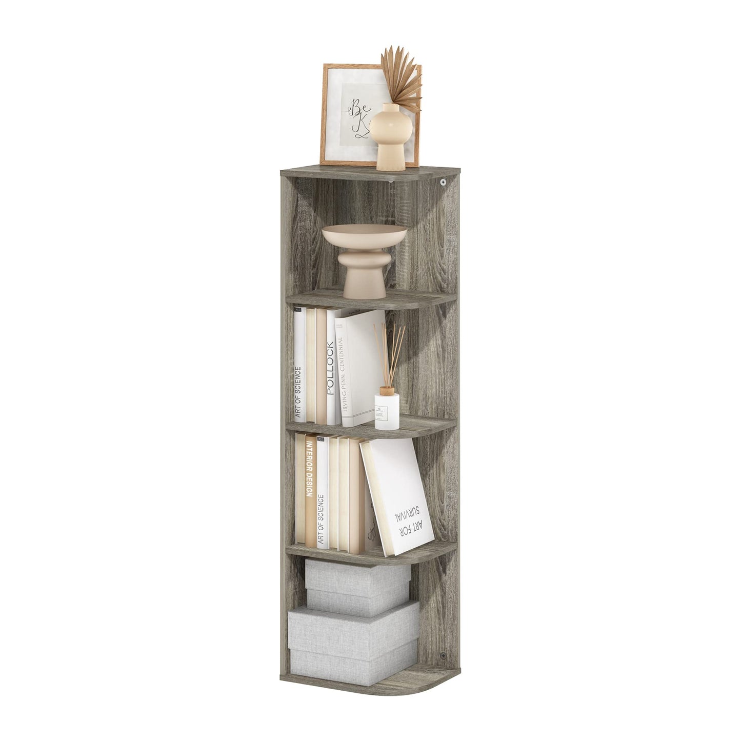 5-Cube Bookshelf, Reversible Bookcase – White Finish Dimensions: 9.4" D x 19.5" W x 31.5" H