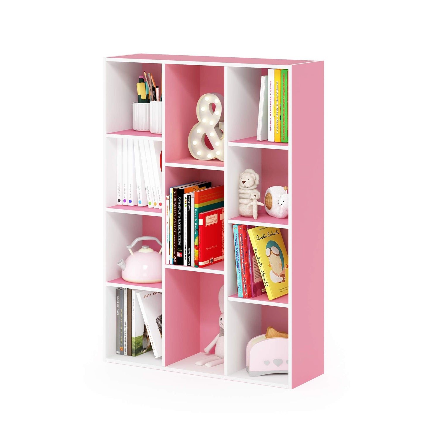 5-Cube Bookshelf, Reversible Bookcase – White Finish Dimensions: 9.4" D x 19.5" W x 31.5" H