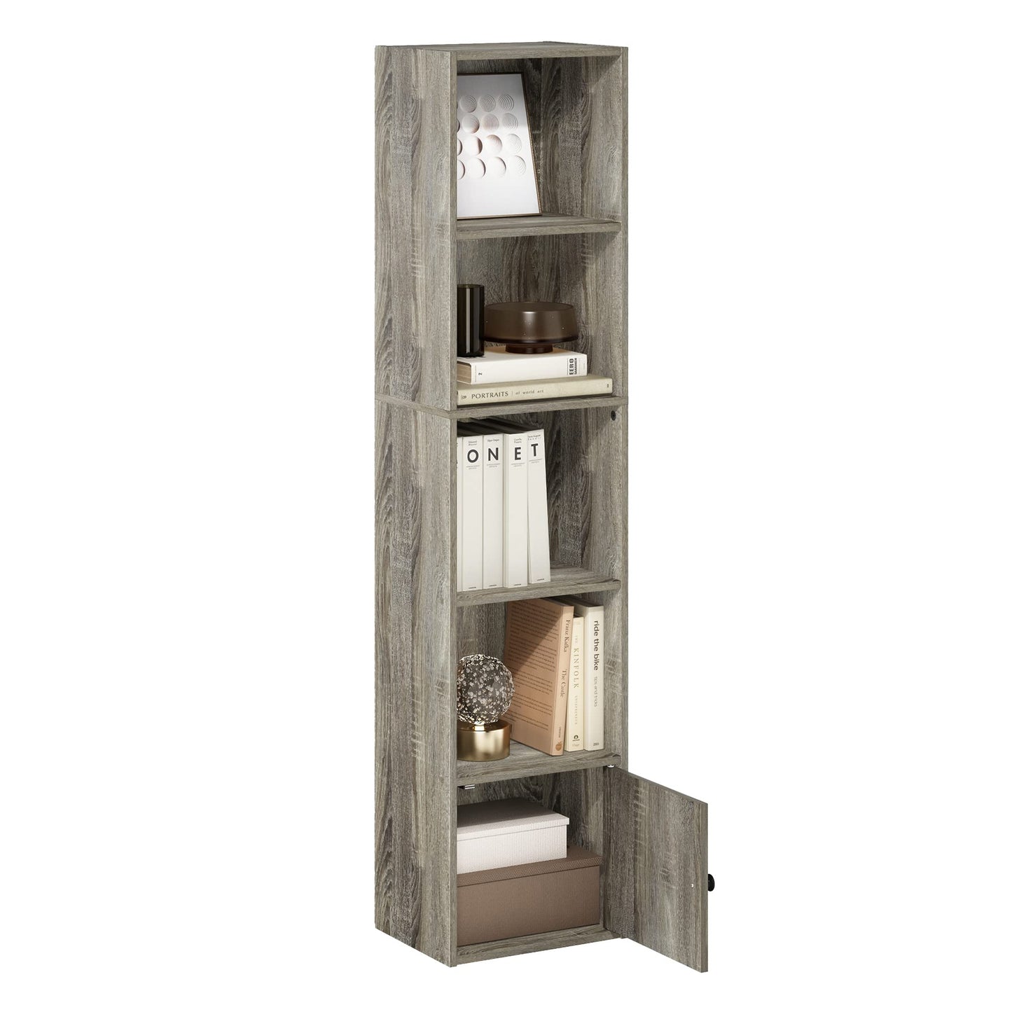 5-Cube Bookshelf, Reversible Bookcase – White Finish Dimensions: 9.4" D x 19.5" W x 31.5" H