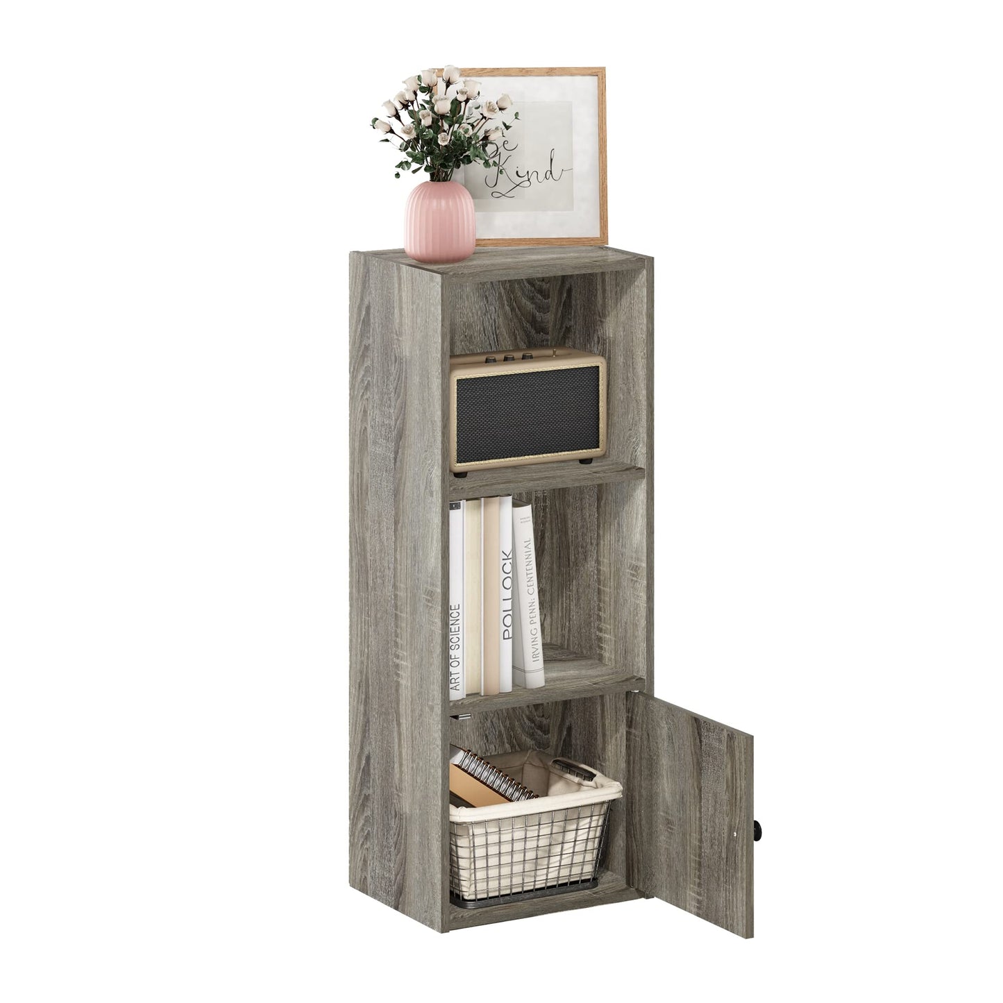 5-Cube Bookshelf, Reversible Bookcase – White Finish Dimensions: 9.4" D x 19.5" W x 31.5" H
