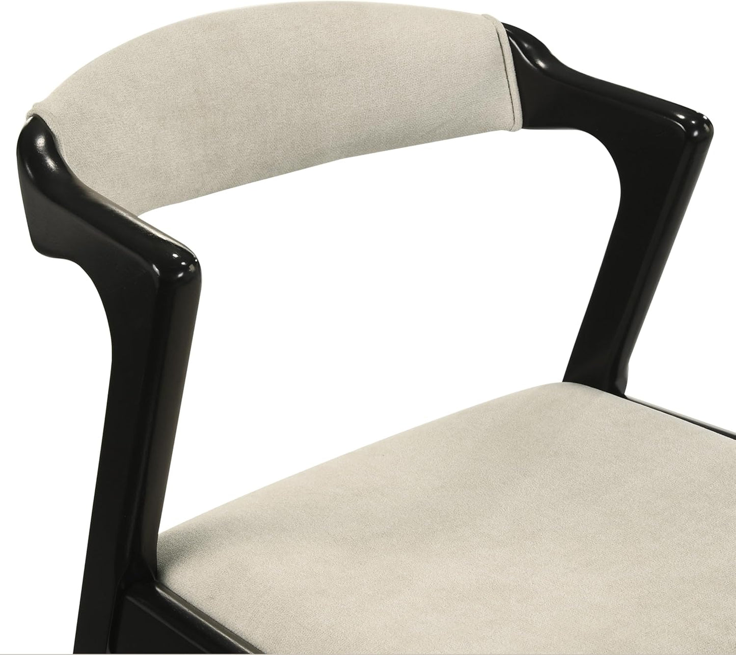 Set of 2 Upholstered Dining Chairs with Black Finish – Mid-Century Modern Wooden Frame, Comfortable Seat and Backrest