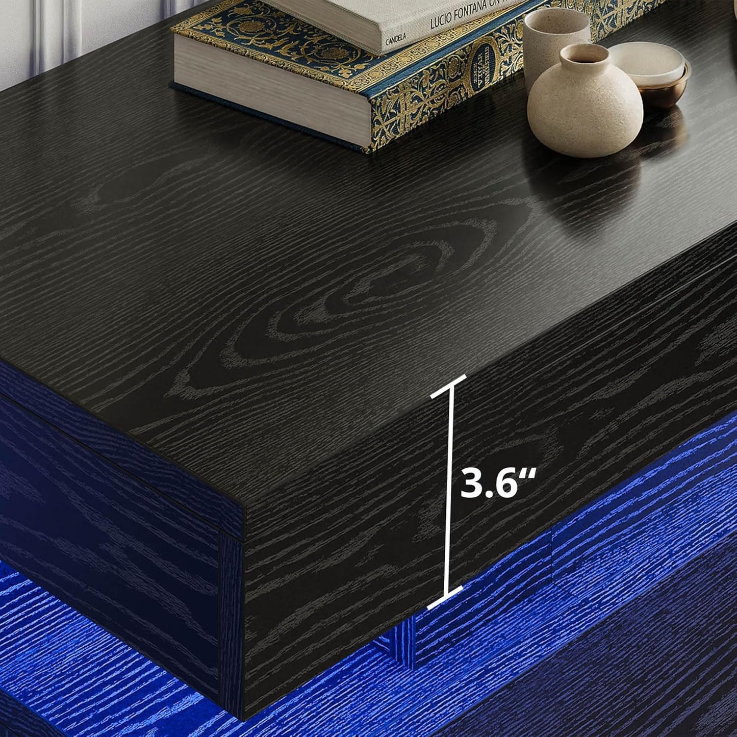 59" 6-Drawer Modern Dresser with LED Lighting & Power Strip – Large Black Wooden Storage Cabinet for Bedroom, Living Room, Office