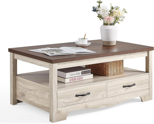 Farmhouse Coffee Table with Storage – Oak and Brown