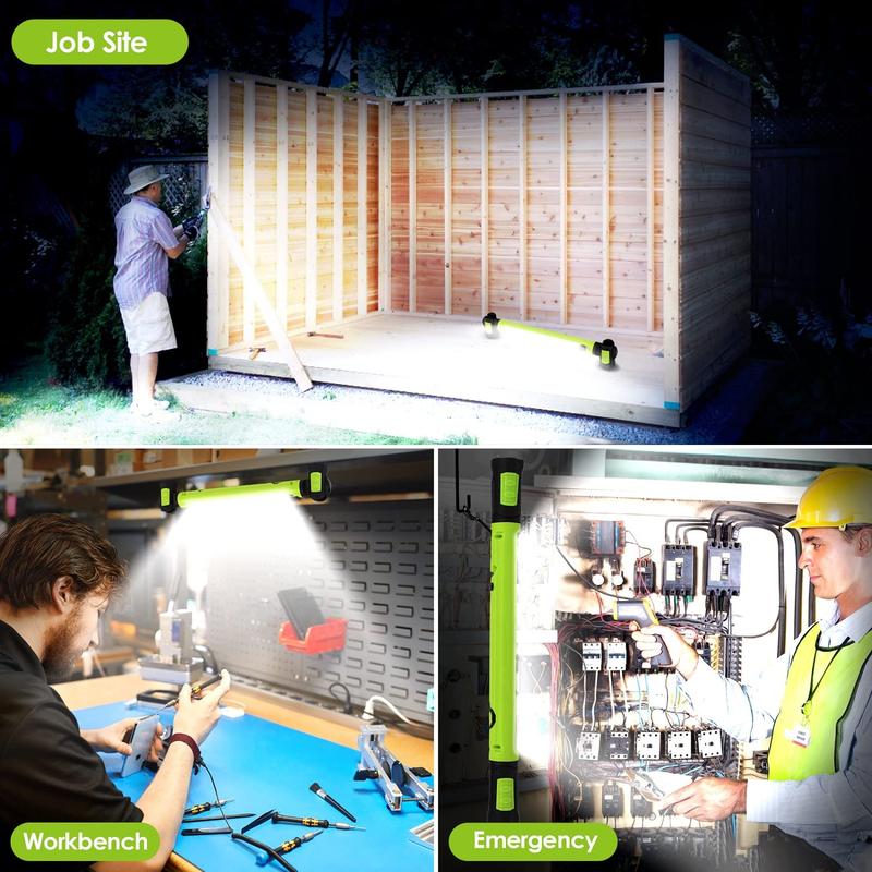 3000LM Rechargeable LED Work Light, 5200mAh Underhood Inspection Lamp with Magnetic Base & Hanging Hooks, Waterproof Portable Light for Car Repair, Garage, Jobsite, Emergency & Gift for Men