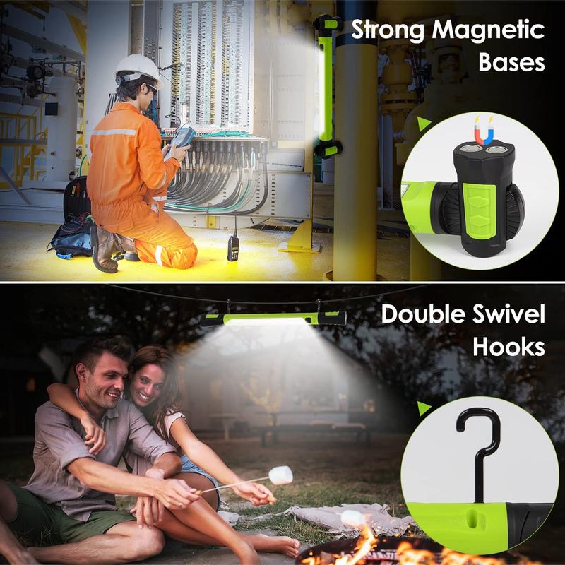 3000LM Rechargeable LED Work Light, 5200mAh Underhood Inspection Lamp with Magnetic Base & Hanging Hooks, Waterproof Portable Light for Car Repair, Garage, Jobsite, Emergency & Gift for Men