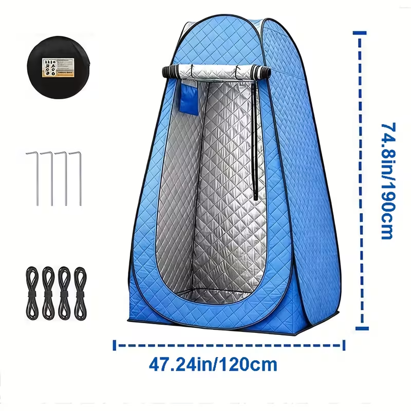 1-Person Ice Fishing Tent, Portable Winter Dome Shelter for Ice Anglers, Thick Polyester Cold-Weather Cabin for Lake and Reservoir Fishing, Blue/Black Outdoor Tent