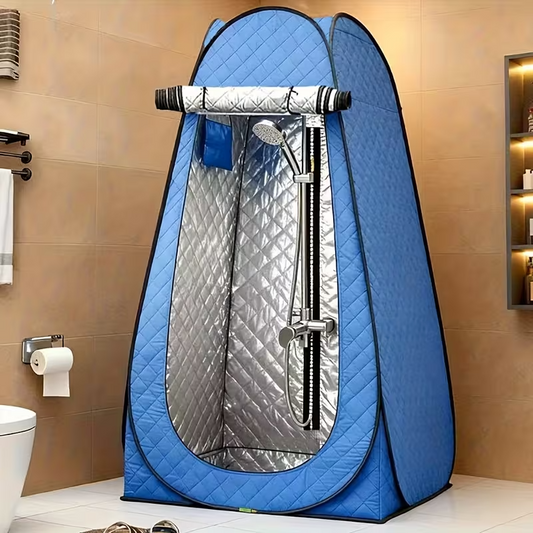 1-Person Ice Fishing Tent, Portable Winter Dome Shelter for Ice Anglers, Thick Polyester Cold-Weather Cabin for Lake and Reservoir Fishing, Blue/Black Outdoor Tent