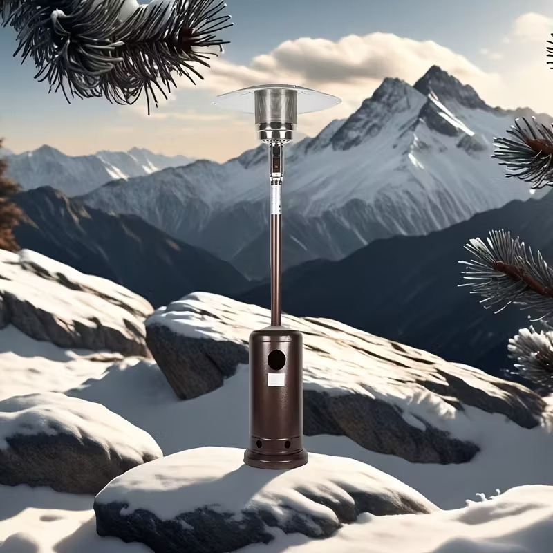 46,000 BTU Propane Patio Heater with Stainless Steel Burner and Wheels – Circular Freestanding Outdoor Heater for Large Patios, Gardens, Events, and Commercial Use, Bronze Finish