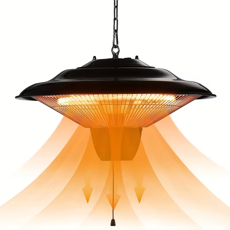 1500W Ceiling-Mounted Infrared Heater — Suspended Garage & Patio Heater with Adjustable 22" Chain, Overheat Protection, Indoor Portable Electric Space Heater, 120V