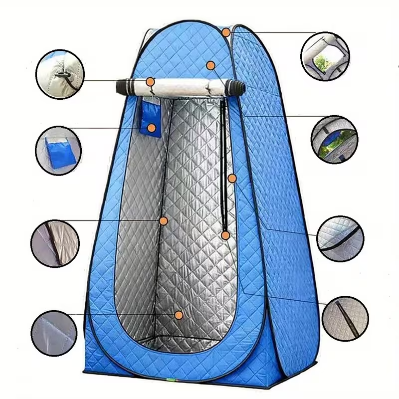 1-Person Ice Fishing Tent, Portable Winter Dome Shelter for Ice Anglers, Thick Polyester Cold-Weather Cabin for Lake and Reservoir Fishing, Blue/Black Outdoor Tent