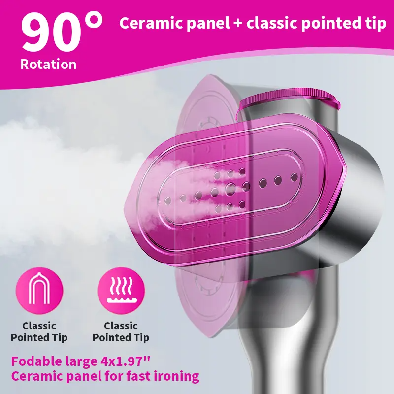 Portable Garment Steamer for Clothes, 2-in-1 Handheld Steamer and Iron, 7 Steam Modes with LED Display, Fast Heating Travel Clothing Steamer with 90-Degree Swivel Handle, Gift for Home and Travel