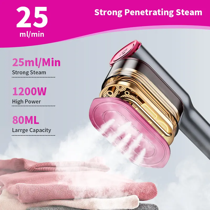 Portable Garment Steamer for Clothes, 2-in-1 Handheld Steamer and Iron, 7 Steam Modes with LED Display, Fast Heating Travel Clothing Steamer with 90-Degree Swivel Handle, Gift for Home and Travel