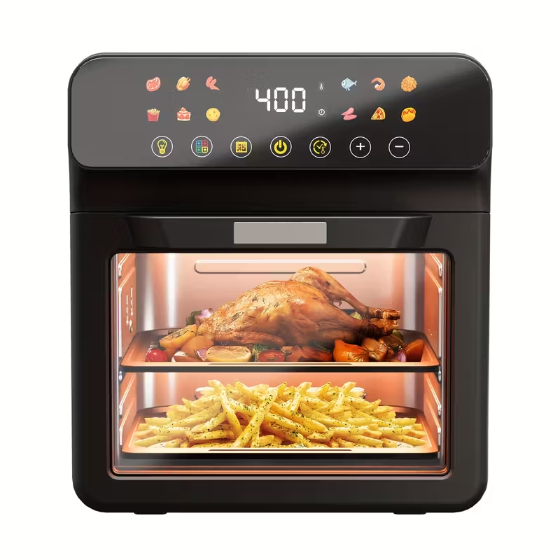 12QT Extra Large Convection Countertop Oven – Multi-Functional Air Fryer Toaster Oven Combo with LED Digital Touchscreen, Visible Window, Stainless Steel Interior, Oil-Free Frying, Baking, Roasting & Broiling – Space-Saving Healthy Cooking Appliance