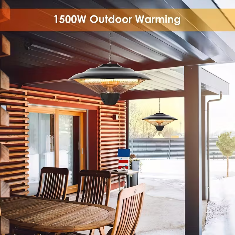 1500W Ceiling-Mounted Infrared Heater — Suspended Garage & Patio Heater with Adjustable 22" Chain, Overheat Protection, Indoor Portable Electric Space Heater, 120V