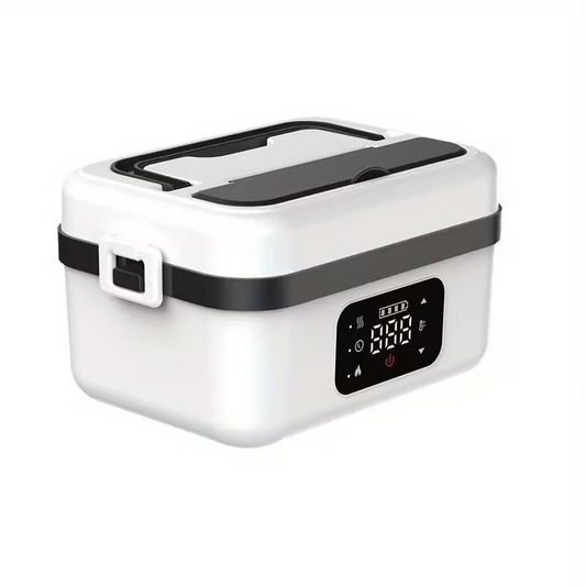 Cordless Electric Lunch Box for Adults – 8000mAh Battery Powered, 60W Self-Heating Food Warmer with Timer, 1L Portable Lunch Heater for Office, Car & Worksite