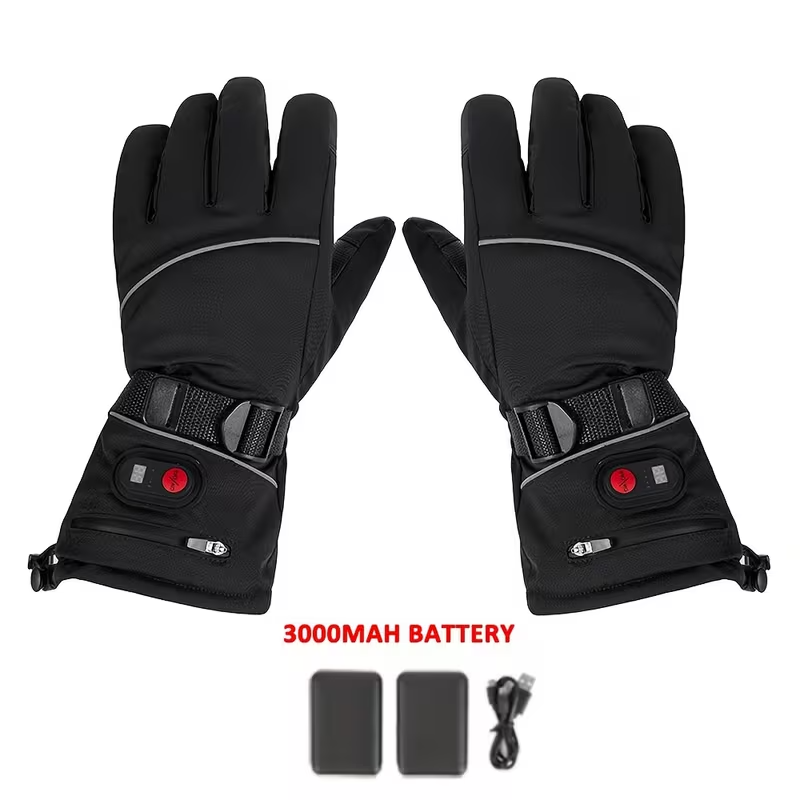 Lithium Battery Heated Gloves with Temperature Display | Full-Finger Touch Screen | Dual Power (Battery/USB) | Winter Cycling & Outdoor Thermal Gloves for Men