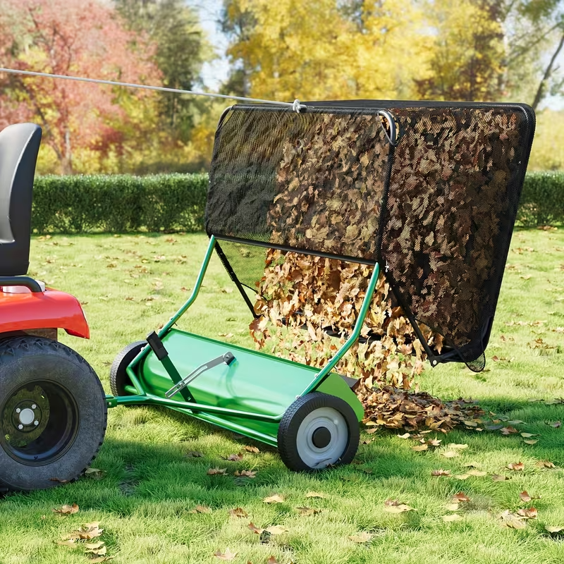 42" Tow-Behind Lawn Sweeper with 12 Cu Ft Hopper – Heavy-Duty Metal Frame, Adjustable Brush Height & All-Terrain Wheels – Ideal for Leaf, Grass & Debris Collection – Tractor, ATV & UTV Compatible