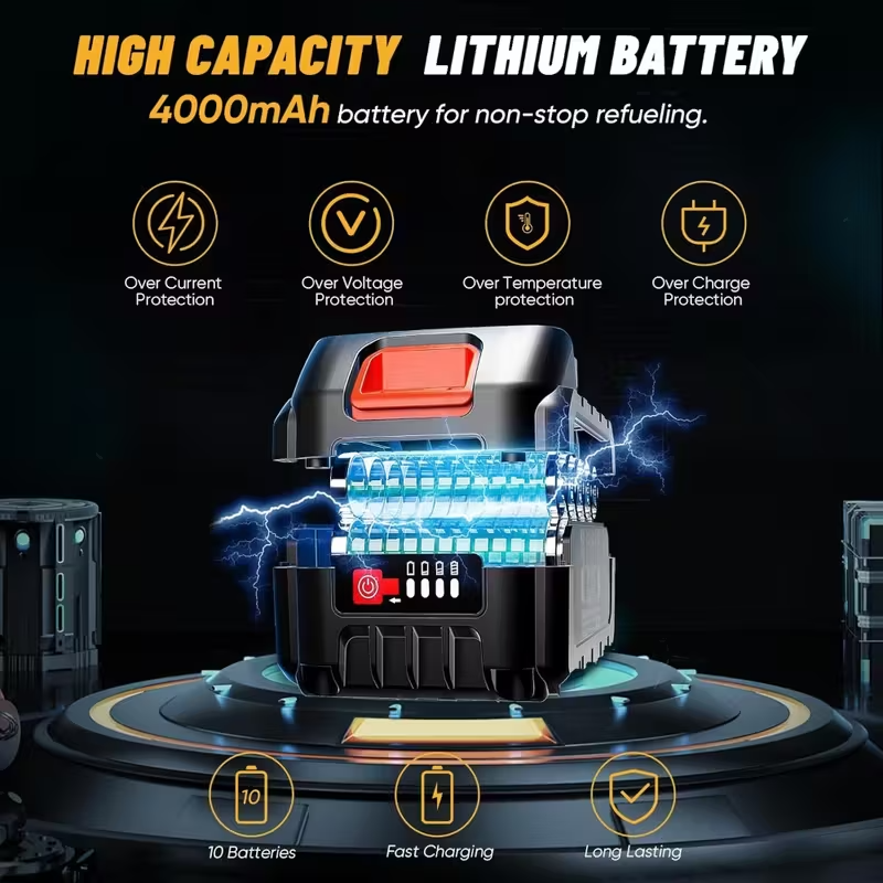 Cordless Diesel Transfer Pump Kit, 12–13 GPM Portable Fuel Pump with 4.0Ah 21V Battery, Automatic Shut-Off Nozzle and Hose for Diesel and Kerosene, Trucks, Boats, RVs and Generators