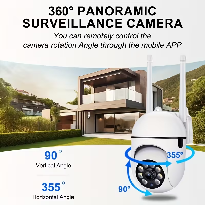 4PCS 1080P 5G Wireless WiFi Security Camera – Color Night Vision, Two-Way Audio, 360° Pan/Tilt/Zoom PTZ, AI Motion Tracking, Spotlight and Alarm, Cloud and SD Storage for Home Property Protection