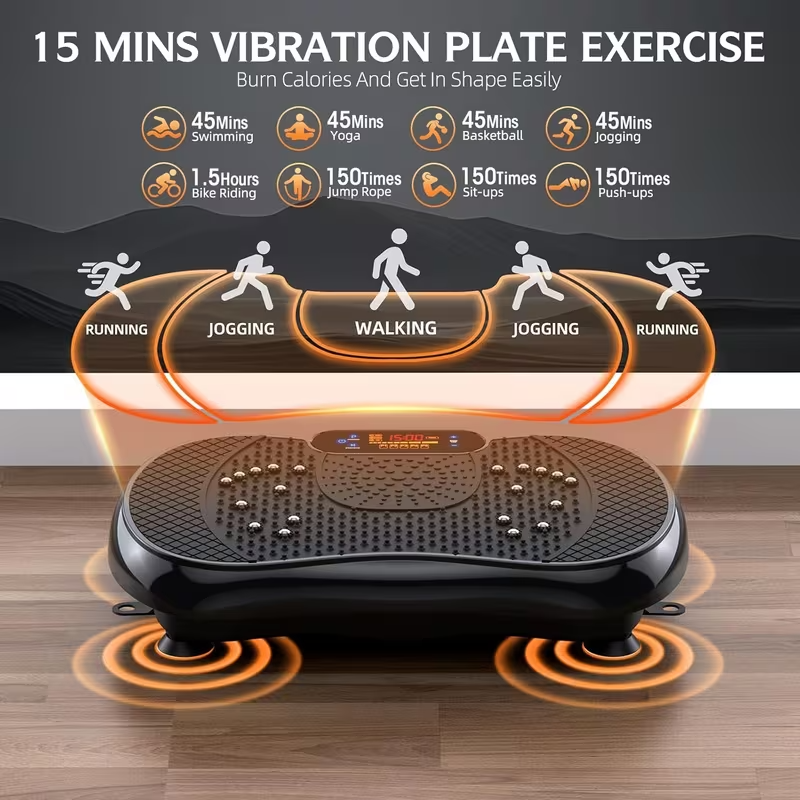 Vibration Plate Exercise Machine – Whole Body Fitness Vibration Platform with Adjustable Speeds, Home Workout Body Training Equipment, 110V/220V