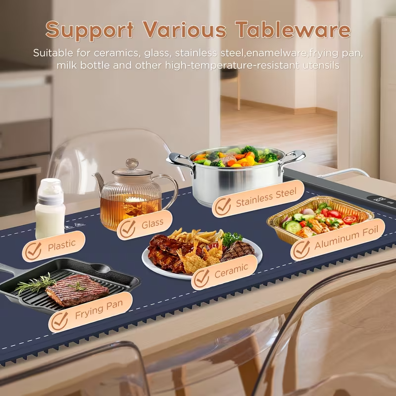 Electric Warming Tray, 3 Temperature Modes, Full Surface Heating, Rollable & Portable Food Warmer, Premium Silicone Nano Material, Auto Shut-Off, 36" x 16" for Parties and Gatherings