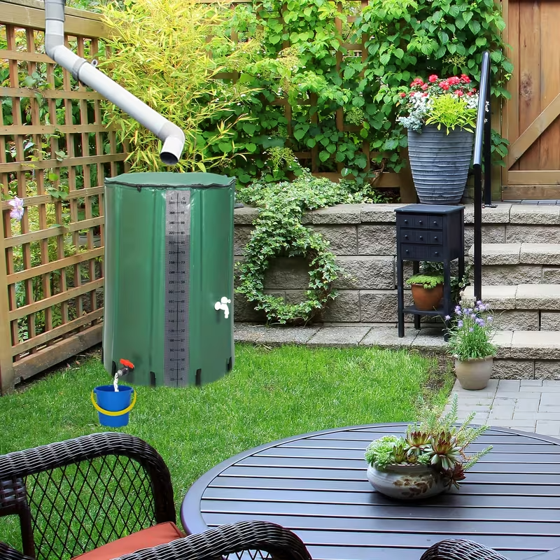 100-Gallon Collapsible Rainwater Collection Barrel with Visible Water Level Scale | Foldable Heavy-Duty Water Storage Tank for Outdoor Garden Irrigation – Green