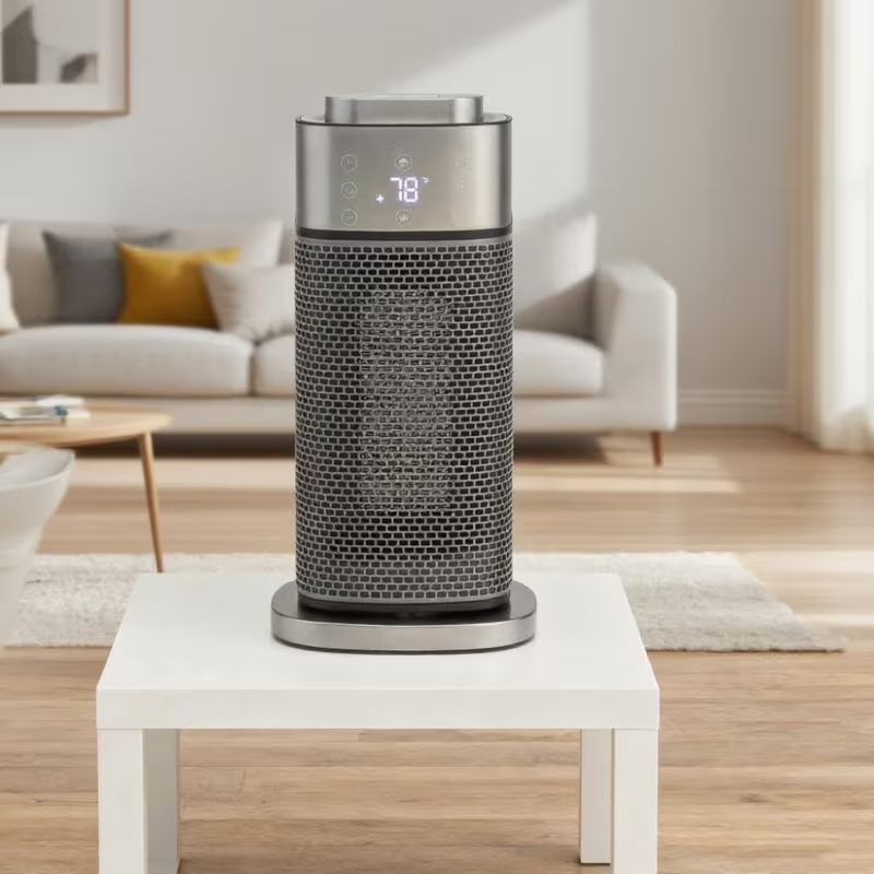 1500W 3D Flame Electric Space Heater with Built-In Humidifier, 16" Tower Heater with Thermostat, Remote Control, Oscillation & Quiet Heating, Fireplace Flame Effect, Tip-Over Protection, Heats Rooms up to 250 Sq.Ft, 120V