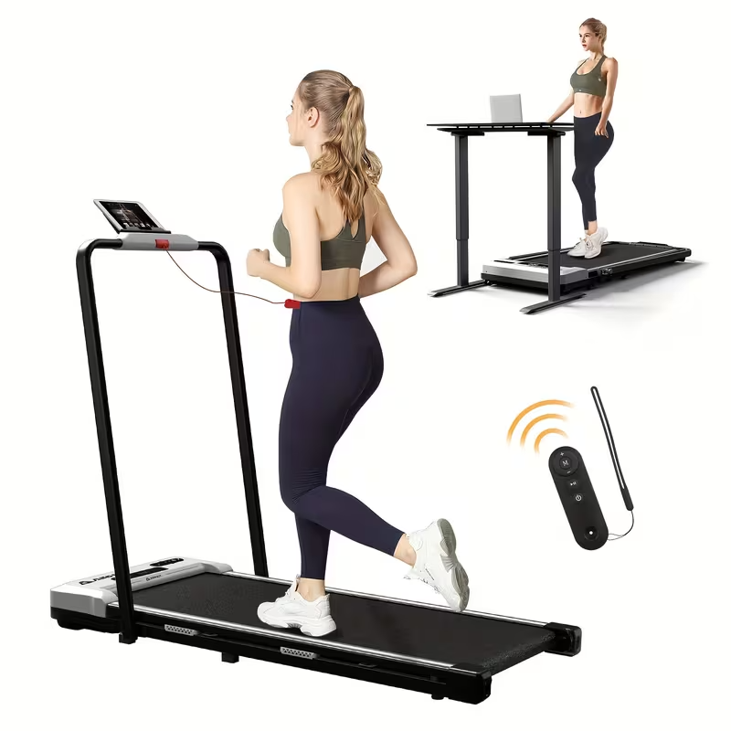 2-in-1 Under Desk Treadmill, 2.5HP Folding Walking Pad for Home & Office, Compact Portable Design, 110V Plug-Powered, No Battery Required – Black