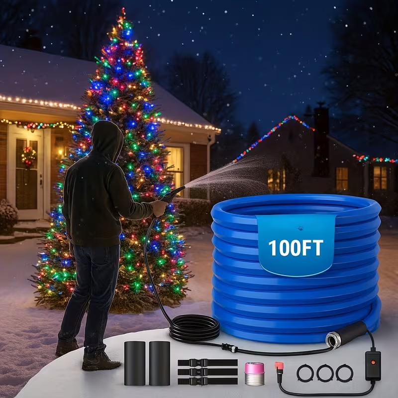 5ft–100ft Heated Water Hose for RV, 5/8" ID, -45°F Freeze-Proof Drinking Water Hose with Energy-Saving Thermostat Heating System, PVC Construction, Ideal for Winter RVs, Campers, Trailers, and Outdoor Use