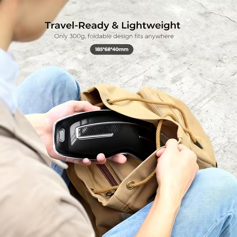 Eye Massager with Heat and Cooling, 4 Pressure Modes & 2 Hot/Cold Compress Modes, Soft Silicone Massage Head with Nose Rest, Wireless Music Sync, Rechargeable Eye Therapy Device for Dry Eyes, Dark Circles, and Insomnia