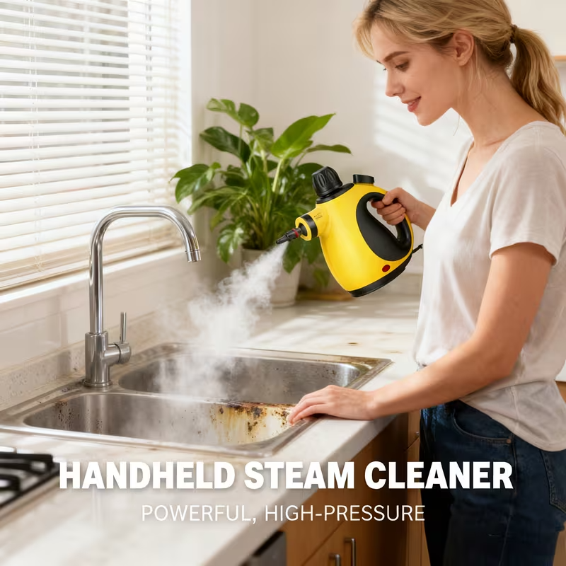 Portable Handheld Steam Cleaner with 12 Accessories – 12.8oz Tank, Rapid Heat-Up, High-Pressure Chemical-Free Cleaning – Ideal for Home, Car, Bathroom & Kitchen