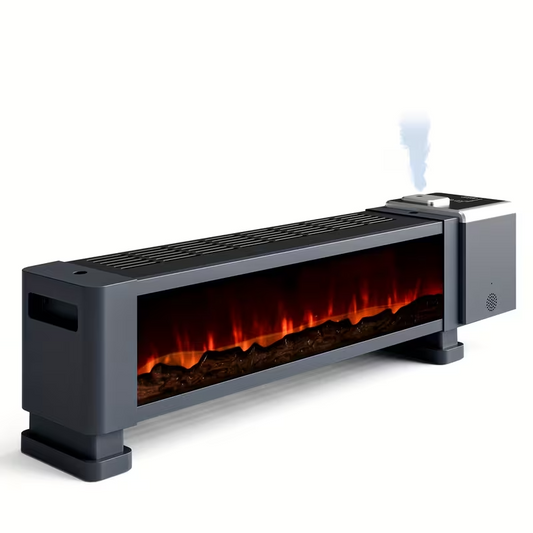 1800W Electric Baseboard Heater with Remote Control – 3D Flame Effect, Adjustable Thermostat, 12H Timer, Overheat & Tip-Over Protection, Portable Indoor Space Heater for Large Rooms