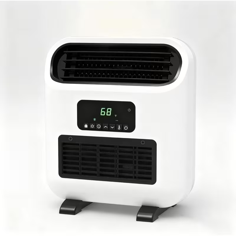 Mini Electric Space Heater, Wall-Mounted or Freestanding, 1500W Indoor Heater with Adjustable Thermostat, Timer, and 3 Heating Modes for Home, Bedroom, Office, and Garage
