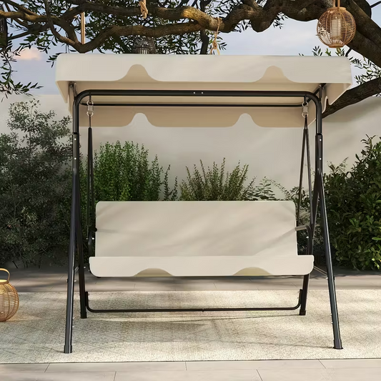 Outdoor Patio Swing Glider with Adjustable Canopy and Heavy-Duty Stand – Weather-Resistant, Rust-Proof Construction for Porch, Garden, and Lawn – Comfortable Adult Seating