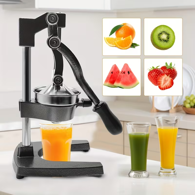 Heavy-Duty Manual Citrus Juicer – Cast Iron Orange & Lemon Squeezer | Commercial Hand Press Extractor for Oranges, Lemons, Limes & Pomegranates | Easy-Clean Stainless Strainer