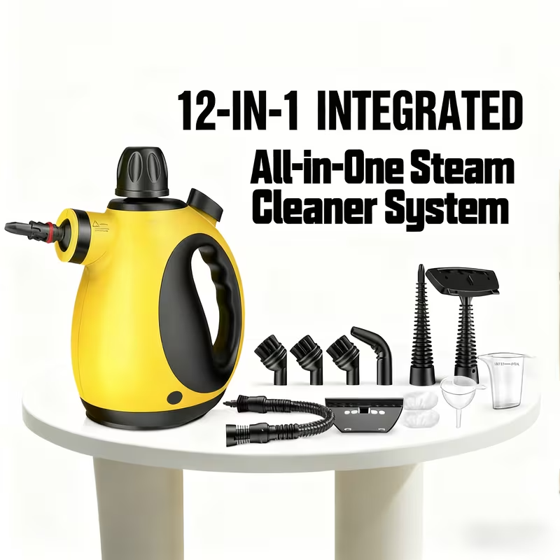 Portable Handheld Steam Cleaner with 12 Accessories – 12.8oz Tank, Rapid Heat-Up, High-Pressure Chemical-Free Cleaning – Ideal for Home, Car, Bathroom & Kitchen