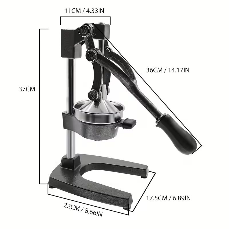 Heavy-Duty Manual Citrus Juicer – Cast Iron Orange & Lemon Squeezer | Commercial Hand Press Extractor for Oranges, Lemons, Limes & Pomegranates | Easy-Clean Stainless Strainer